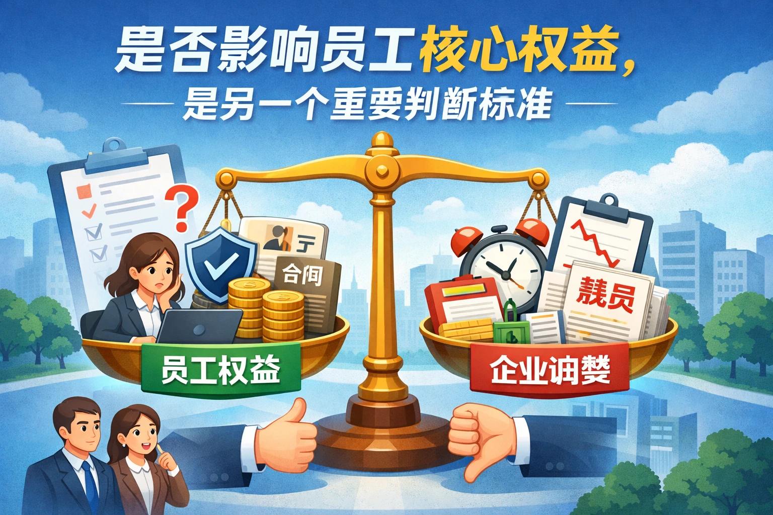 是否影响员工核心权益，是另一个重要判断标准