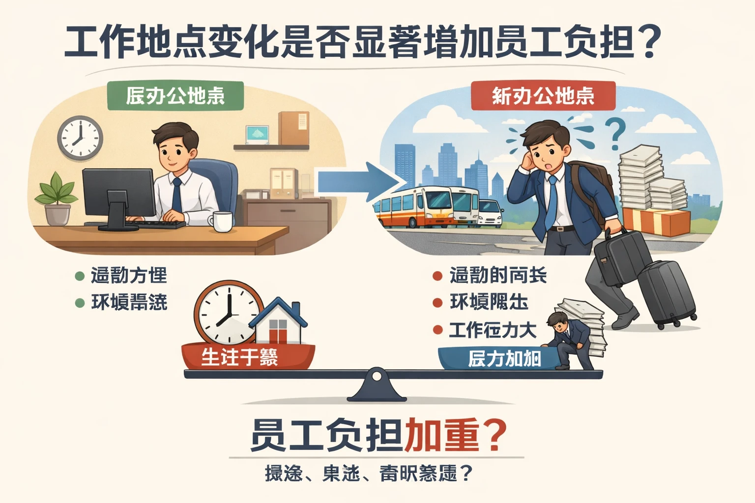 工作地点变化是否显著增加员工负担