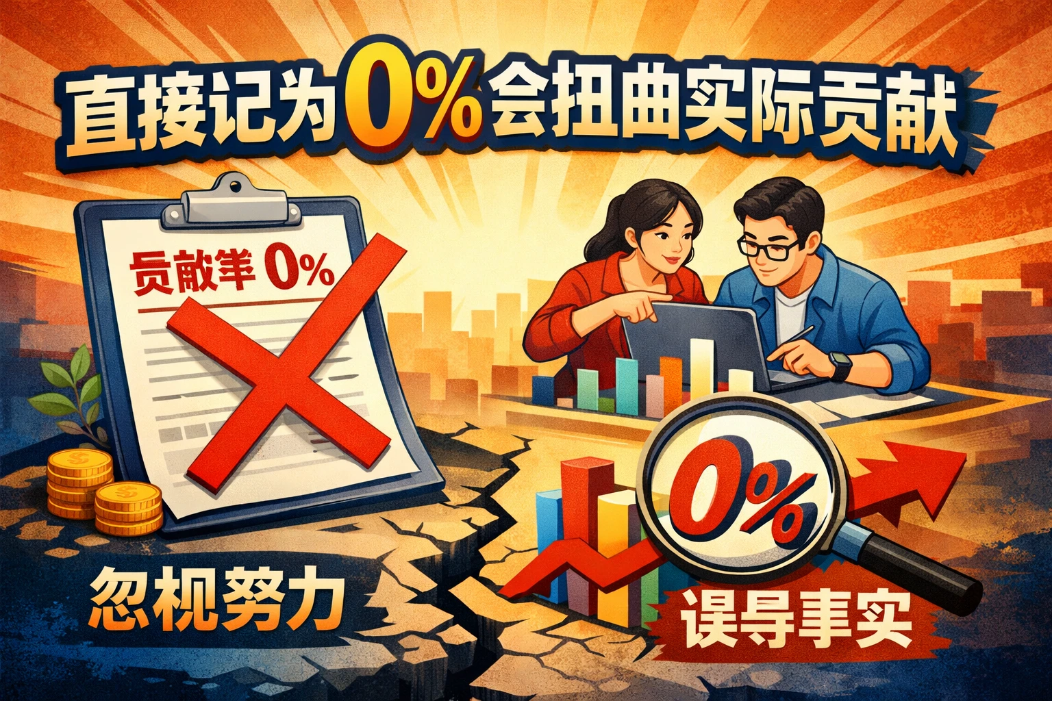 直接记为0%会扭曲实际贡献