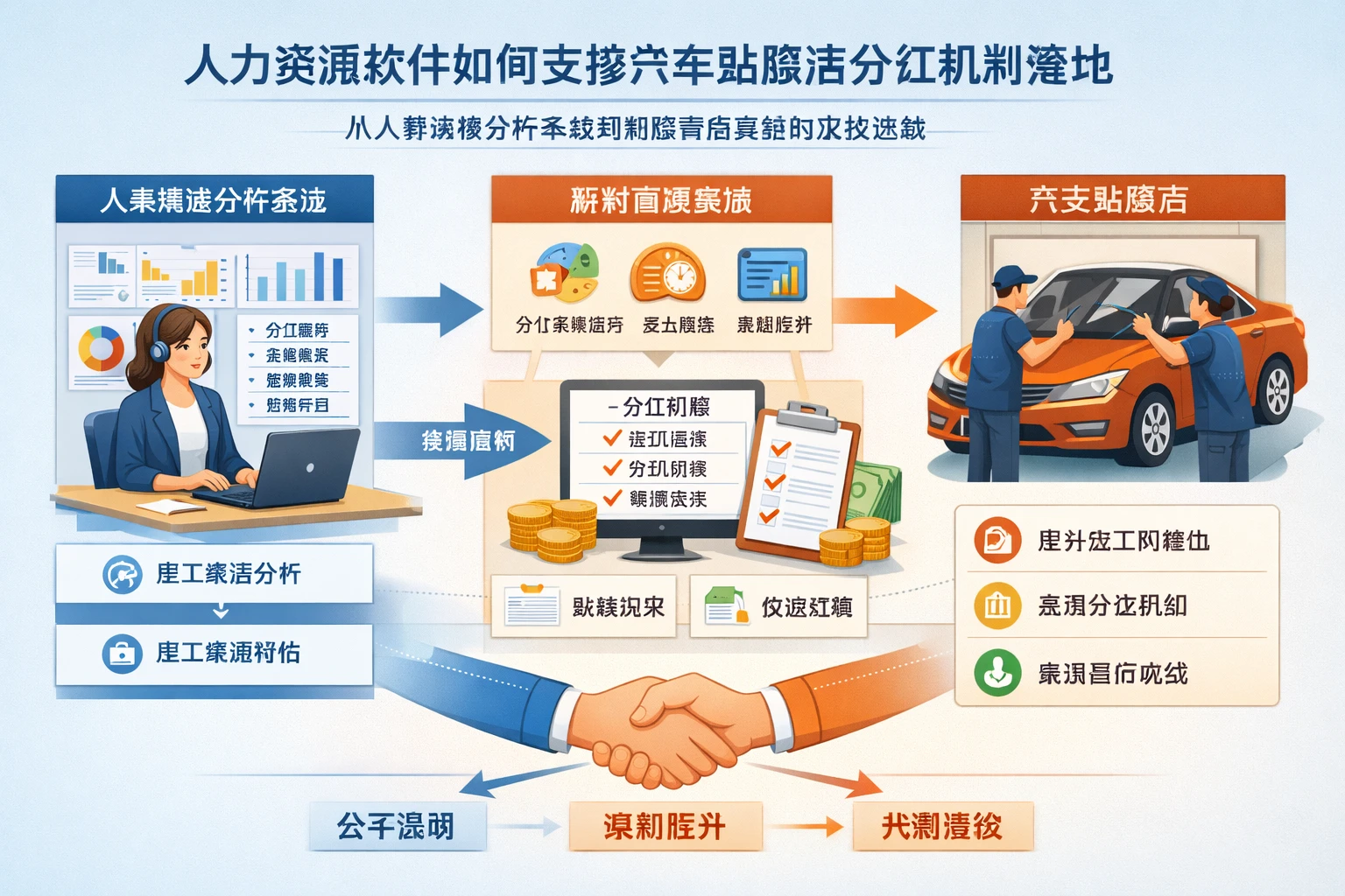 人力资源软件如何支撑汽车贴膜店分红机制落地:从人事数据分析系统到薪酬管理系统的实战思路