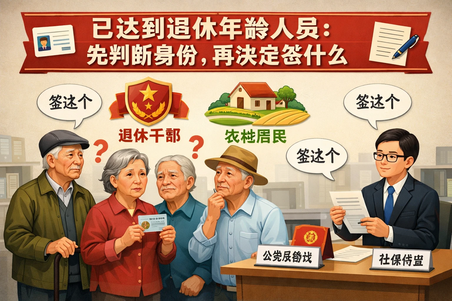 已达到退休年龄人员：先判断身份，再决定签什么