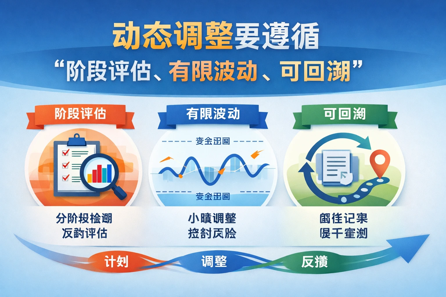 动态调整要遵循“阶段评估、有限波动、可回溯”