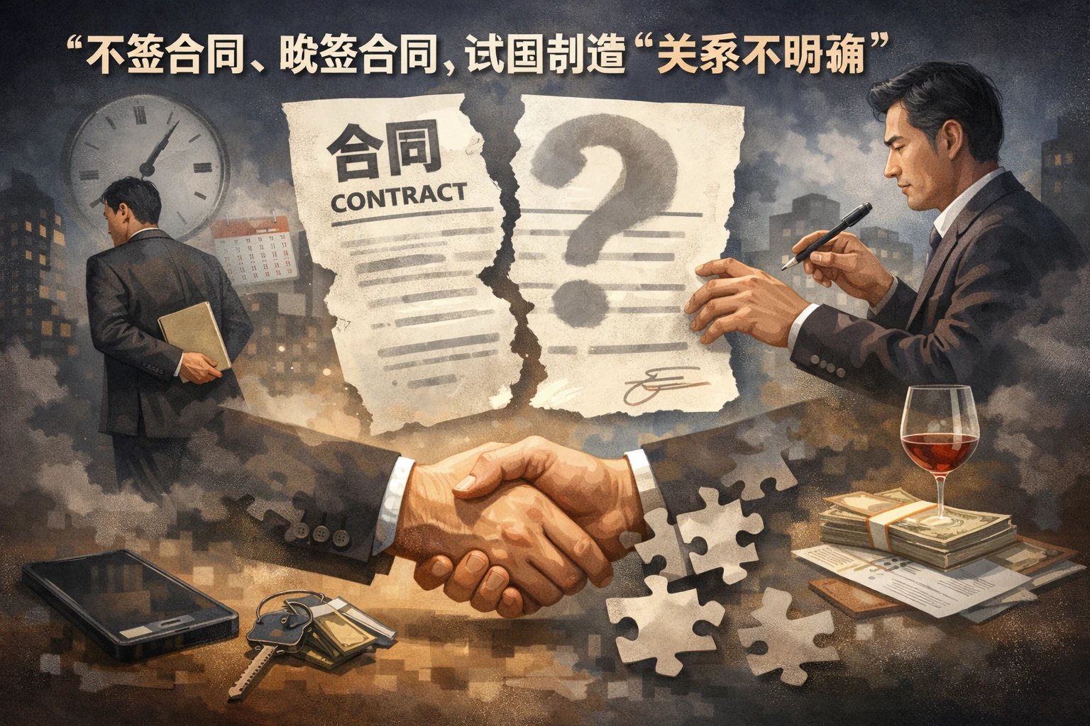 不签合同、晚签合同，试图制造“关系不明确”