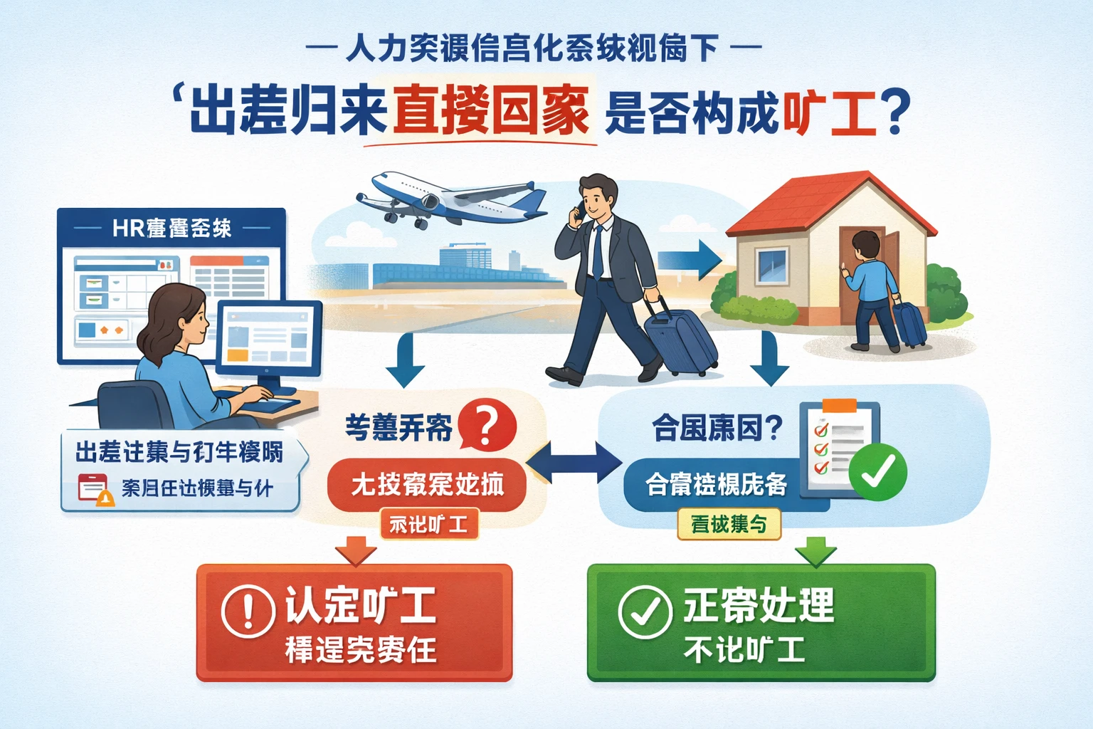 人力资源信息化系统视角下,员工管理系统如何认定“出差归来直接回家”是否构成旷工