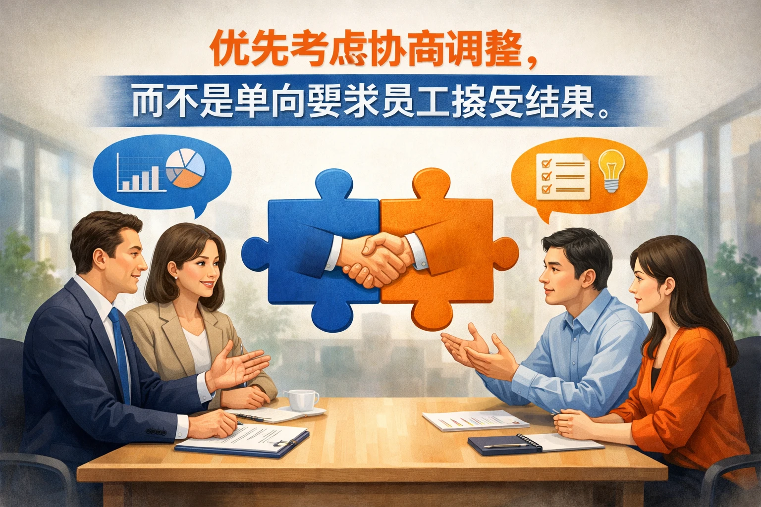 优先考虑协商调整，而不是单向要求员工接受结果