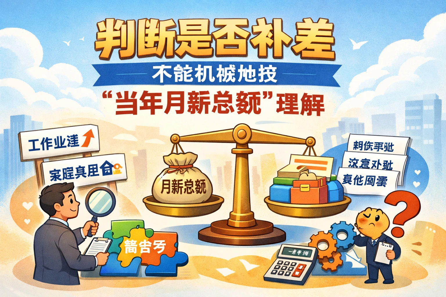 判断是否补差，不能机械地按“当年月薪总额”理解