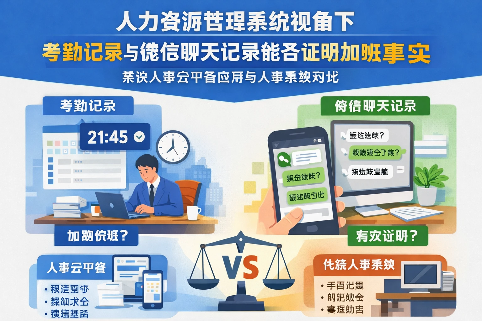 人力资源管理系统视角下，考勤记录与微信聊天记录能否证明加班事实——兼谈人事云平台应用与人事系统对比