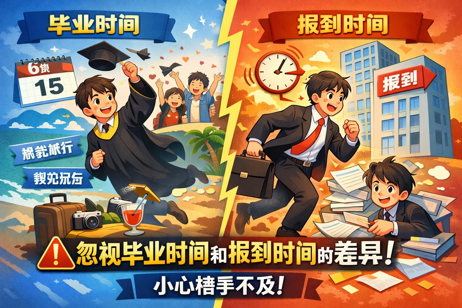 忽视毕业时间和报到时间的差异