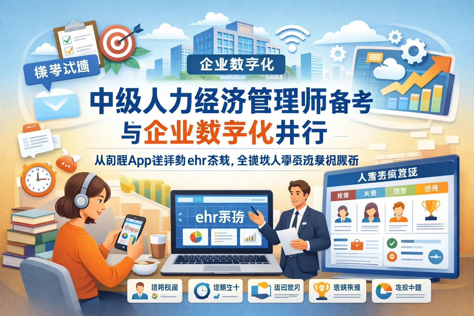 中级人力经济管理师备考与企业数字化并行：从刷题App选择到ehr系统、全模块人事系统的人事系统案例解析