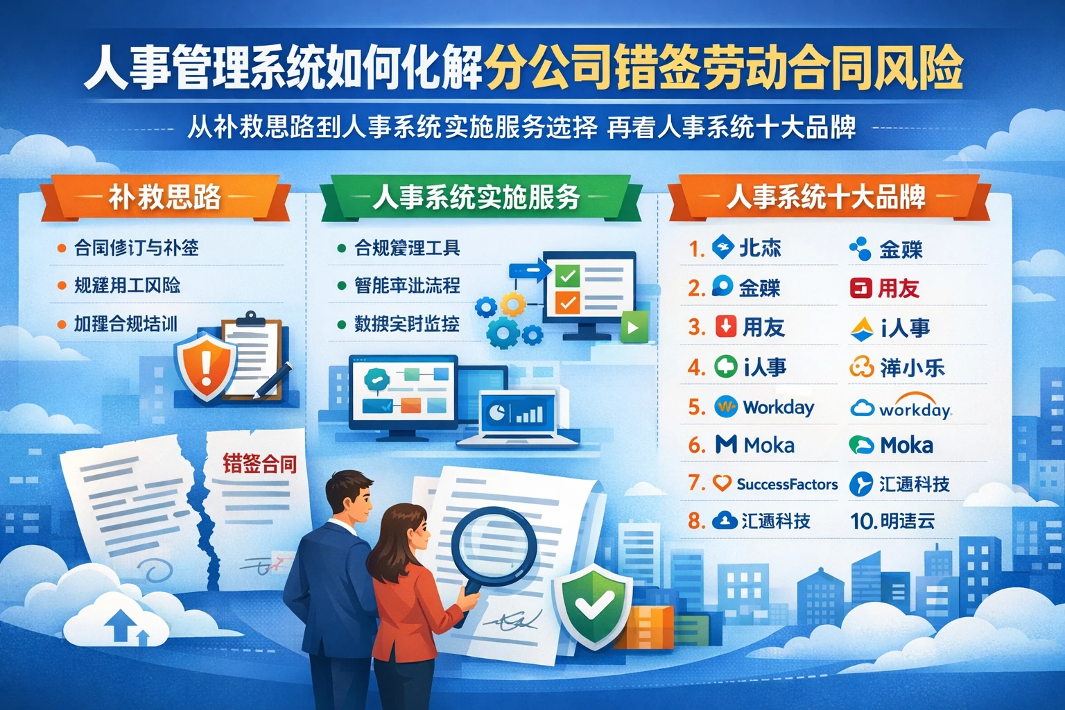 人事管理系统如何化解分公司错签劳动合同风险：从补救思路到人事系统实施服务选择，再看人事系统十大品牌