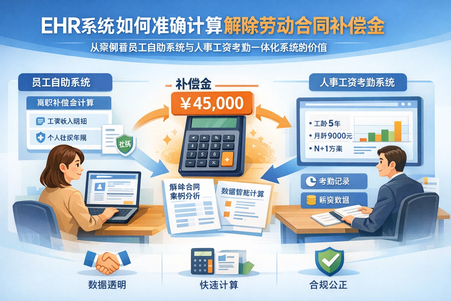 ehr系统如何准确计算解除劳动合同补偿金：从案例看员工自助系统与人事工资考勤一体化系统的价值