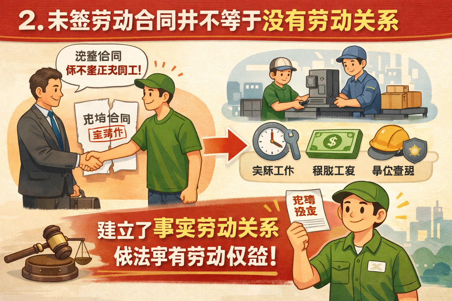 2. 未签劳动合同并不等于没有劳动关系