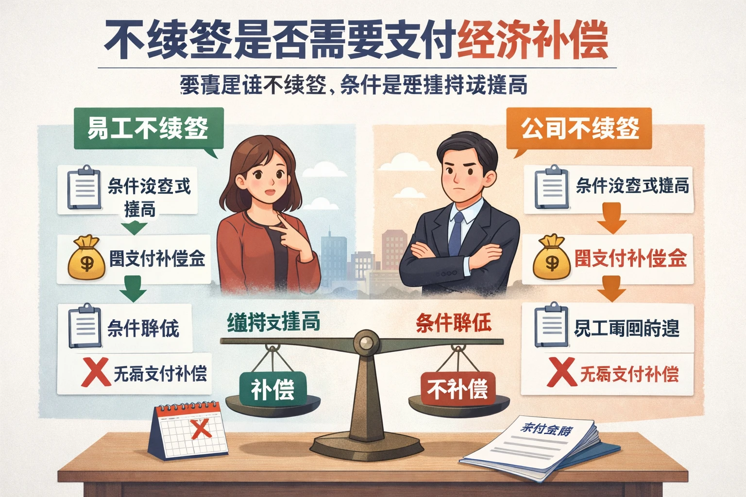 不续签是否需要支付经济补偿，要看是谁不续签、条件是否维持或提高