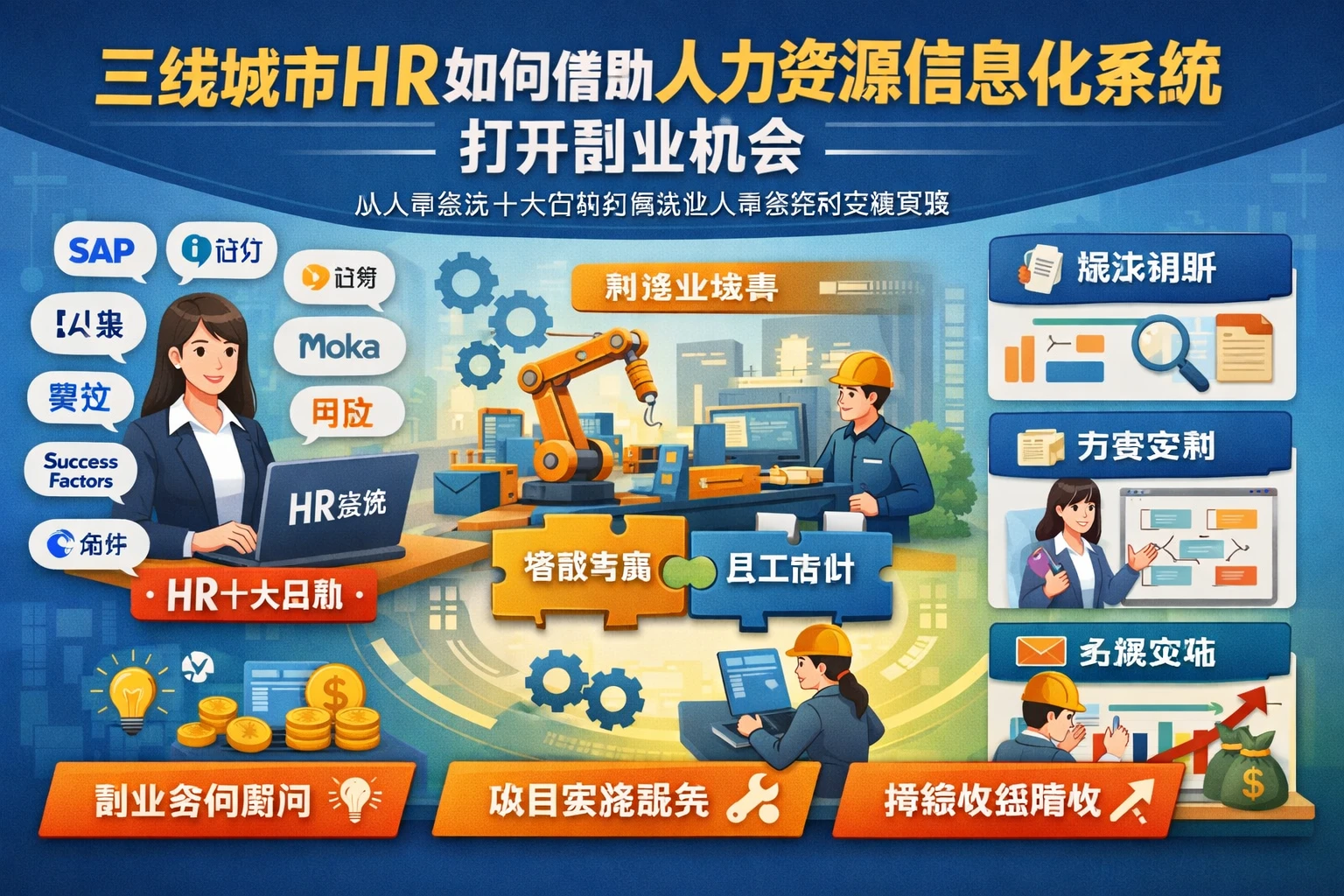 三线城市HR如何借助人力资源信息化系统打开副业机会：从人事系统十大品牌到制造业人事系统的实践思路