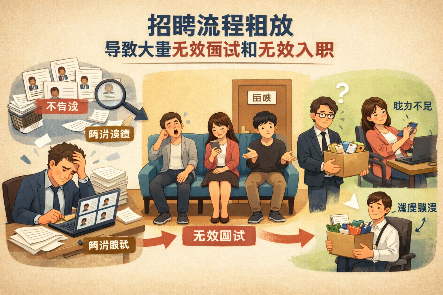 招聘流程粗放，导致大量无效面试和无效入职