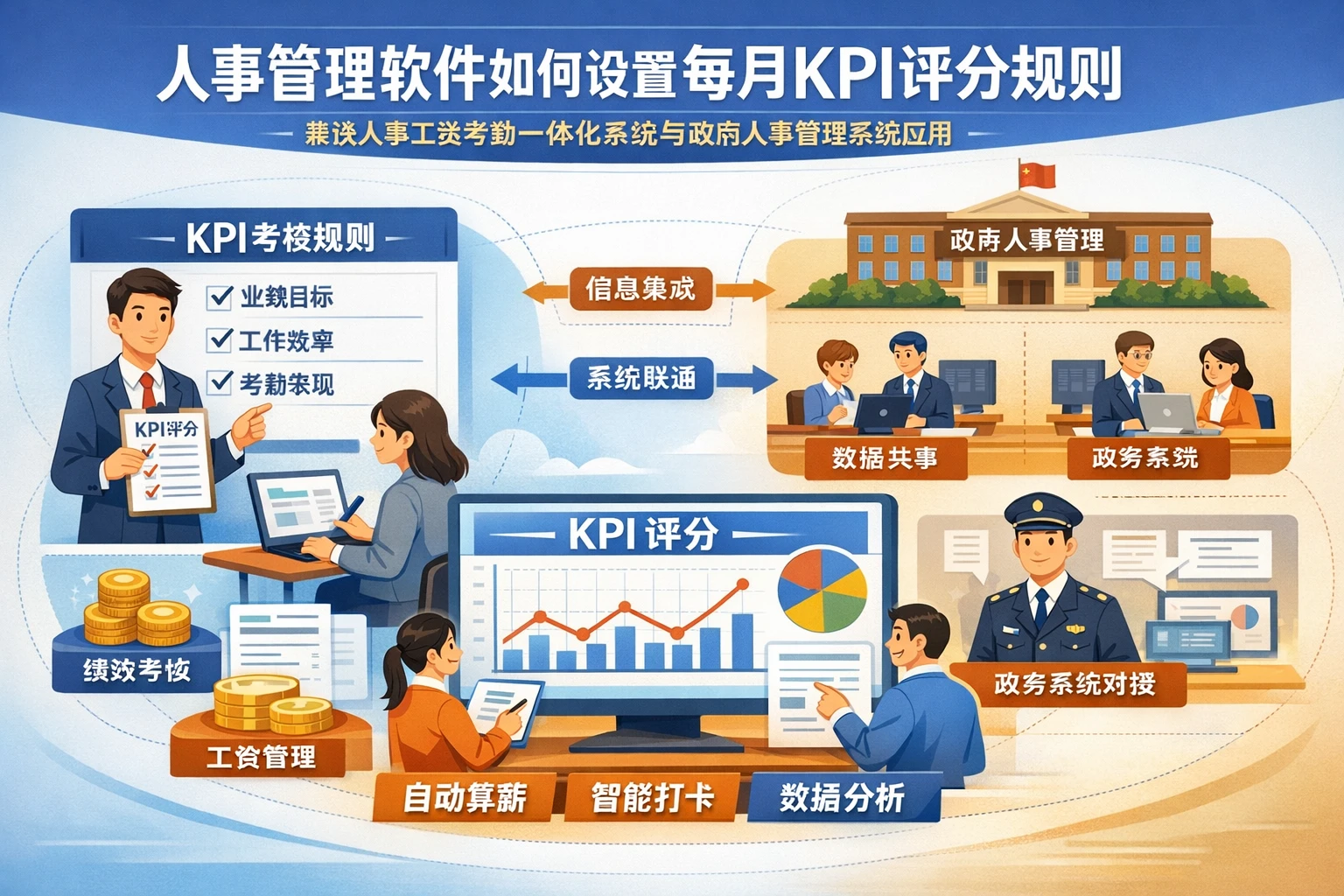 人事管理软件如何设置每月KPI评分规则：兼谈人事工资考勤一体化系统与政府人事管理系统应用