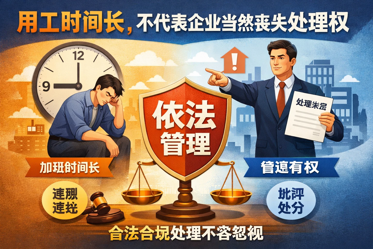 用工时间长，不代表企业当然丧失处理权