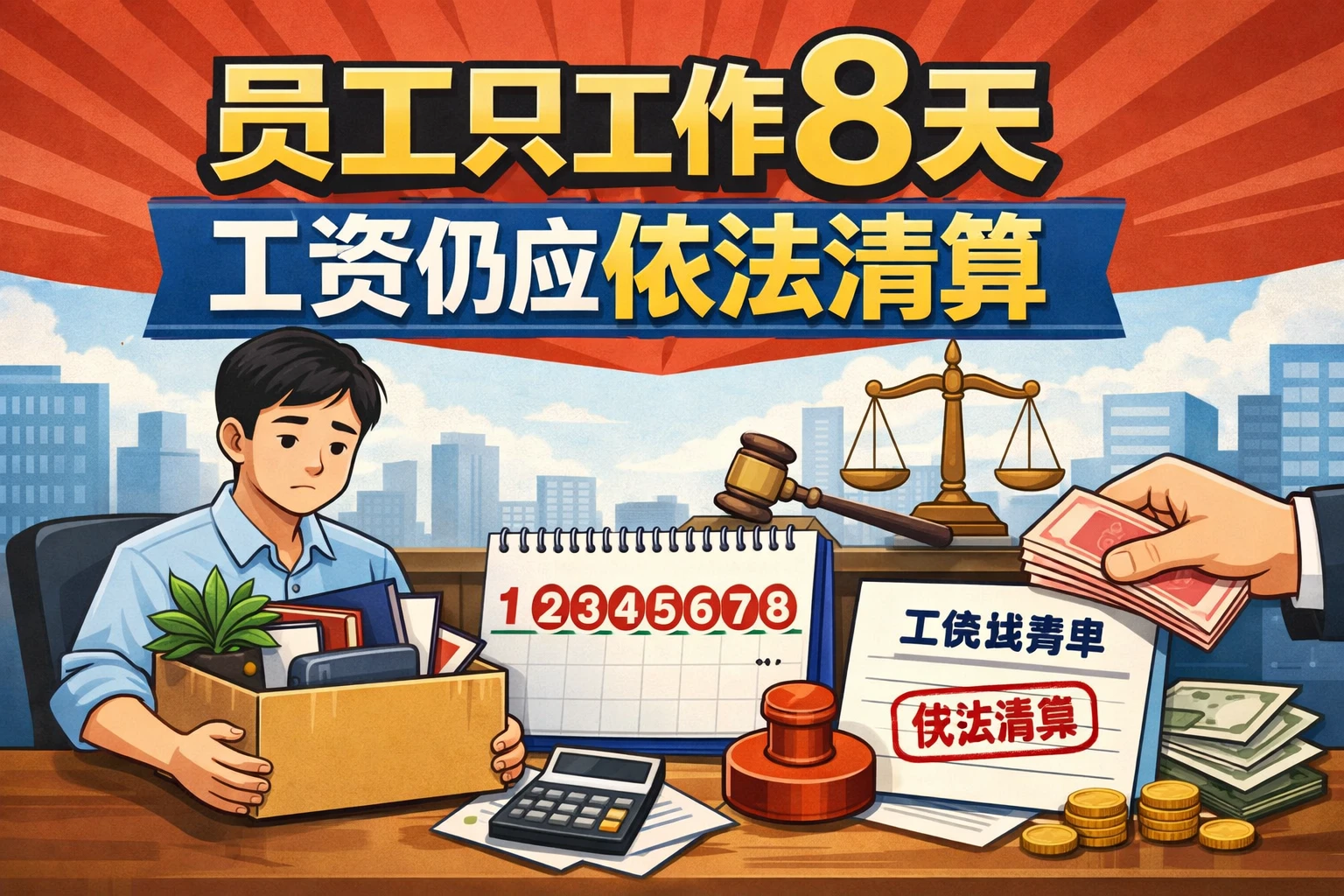员工只工作8天，工资仍应依法清算