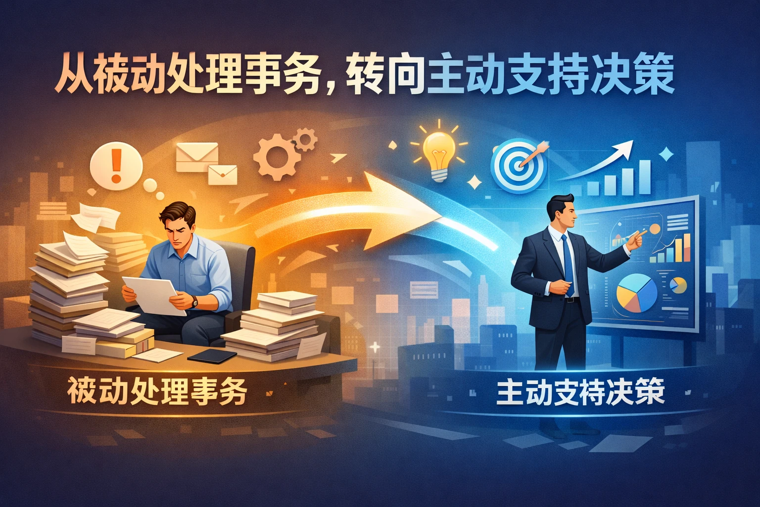 从被动处理事务，转向主动支持决策