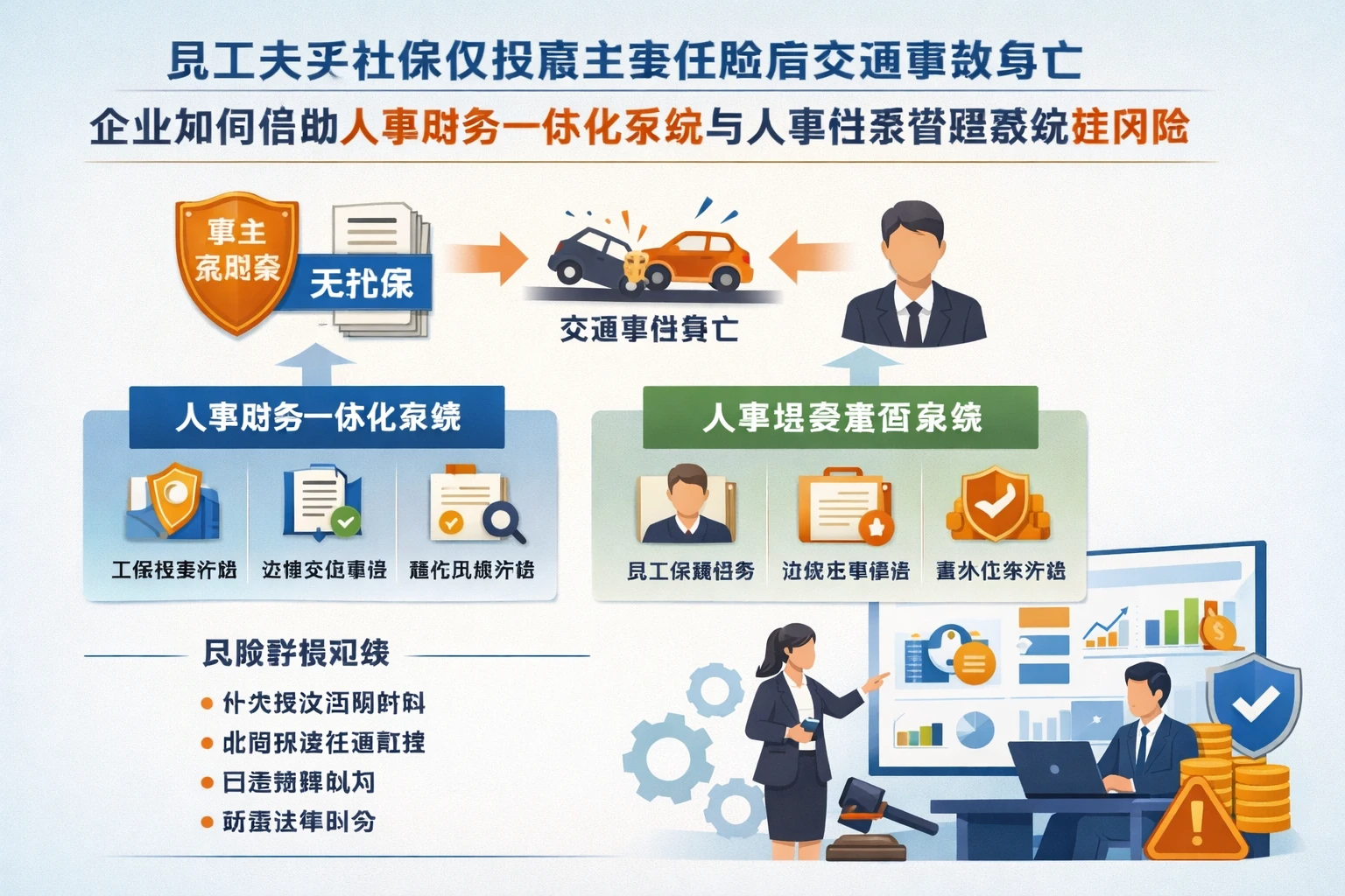 人事管理系统视角下，员工未买社保仅投雇主责任险后交通事故身亡，企业如何借助人事财务一体化系统与人事档案管理系统控风险
