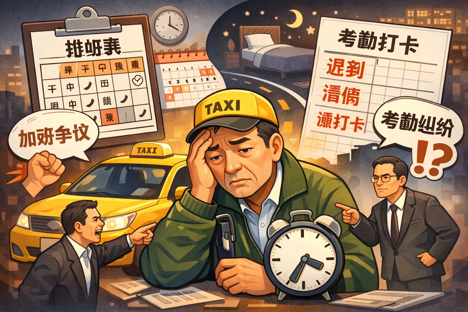 出租车驾驶员岗位的特殊性，放大了排班与考勤争议