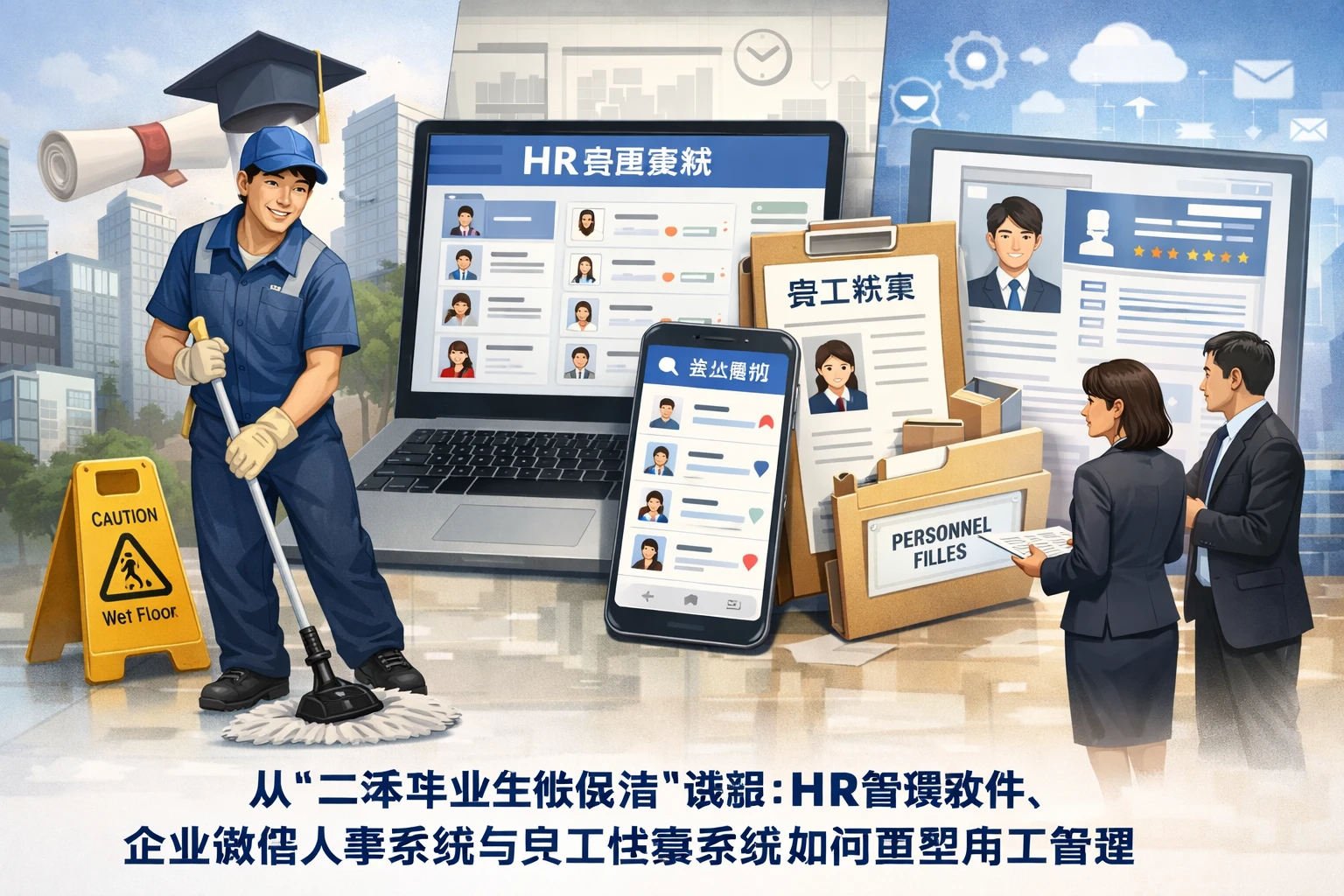 从“二本毕业生做保洁”谈起：HR管理软件、企业微信人事系统与员工档案系统如何重塑用工管理