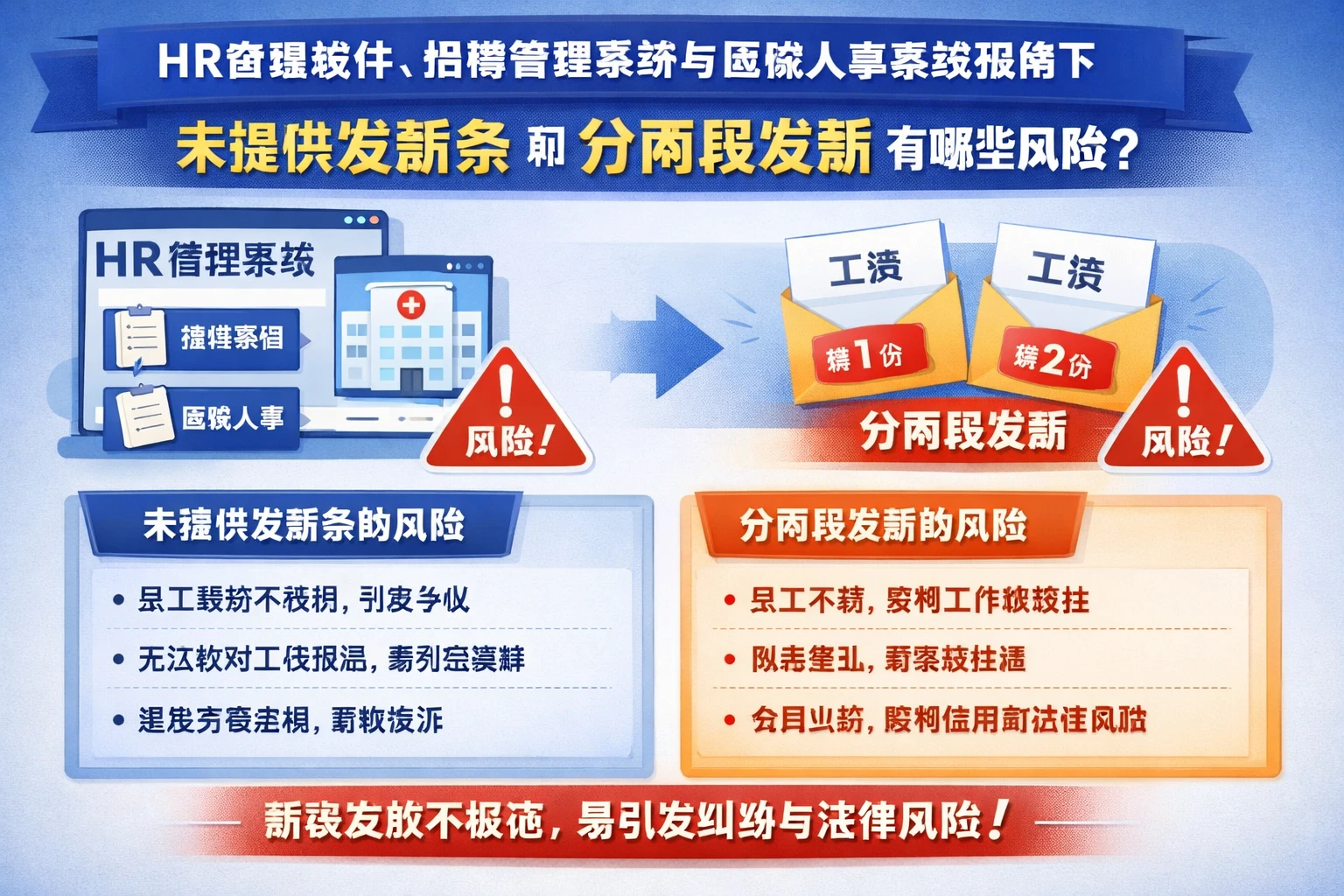 HR管理软件、招聘管理系统与医院人事系统视角下,未提供发薪条和分两段发薪有哪些风险?