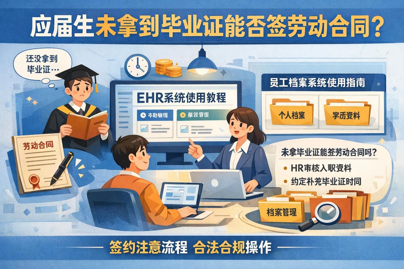 应届生未拿到毕业证能否签劳动合同？结合ehr系统与员工档案系统的人事系统使用教程
