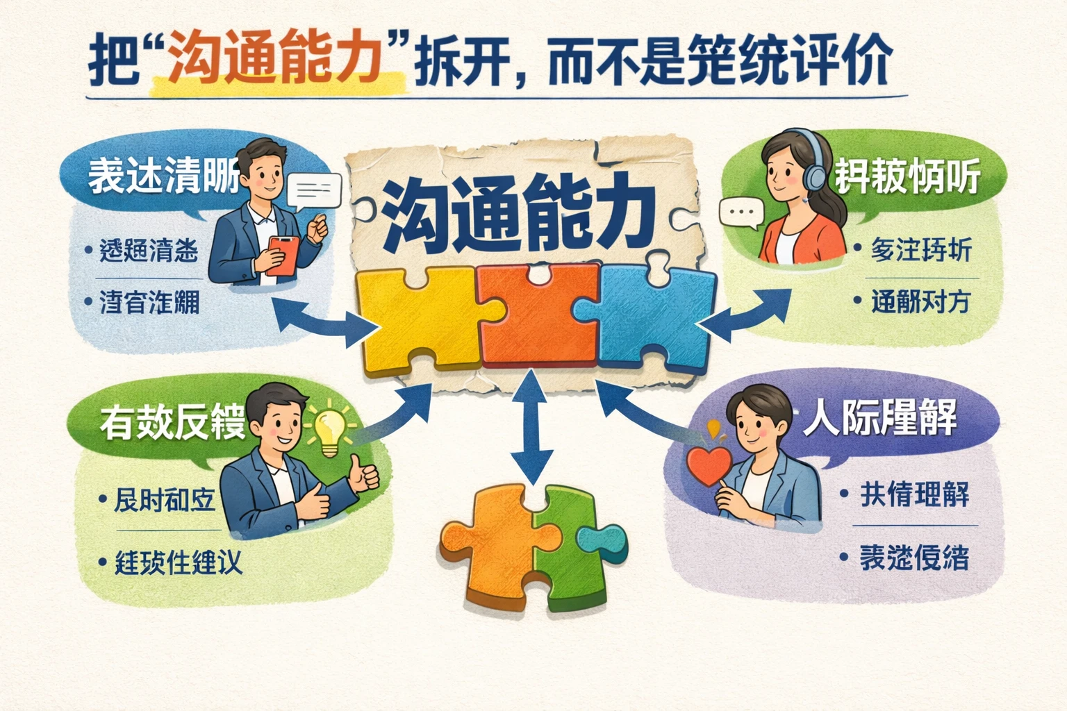 把“沟通能力”拆开，而不是笼统评价