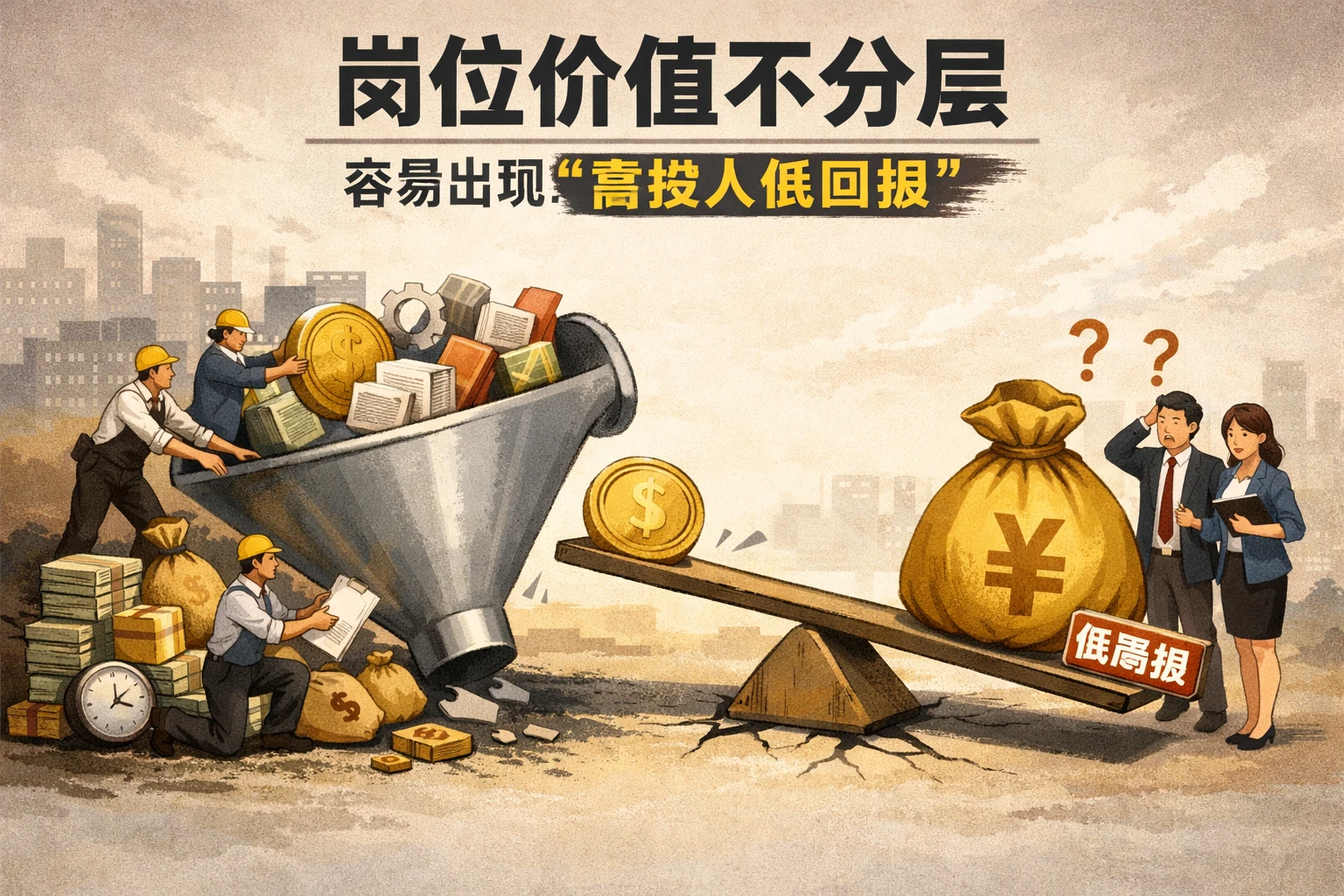 岗位价值不分层，容易出现“高投入低回报”