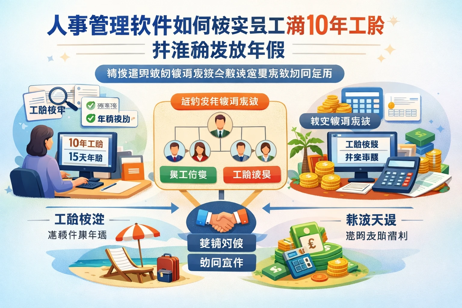 人事管理软件如何核实员工满10年工龄并准确发放年假:兼谈组织架构管理系统与薪资管理系统协同应用