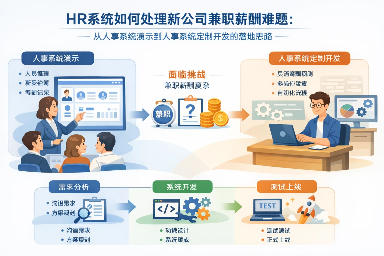 HR系统如何处理新公司兼职薪酬难题:从人事系统演示到人事系统定制开发的落地思路