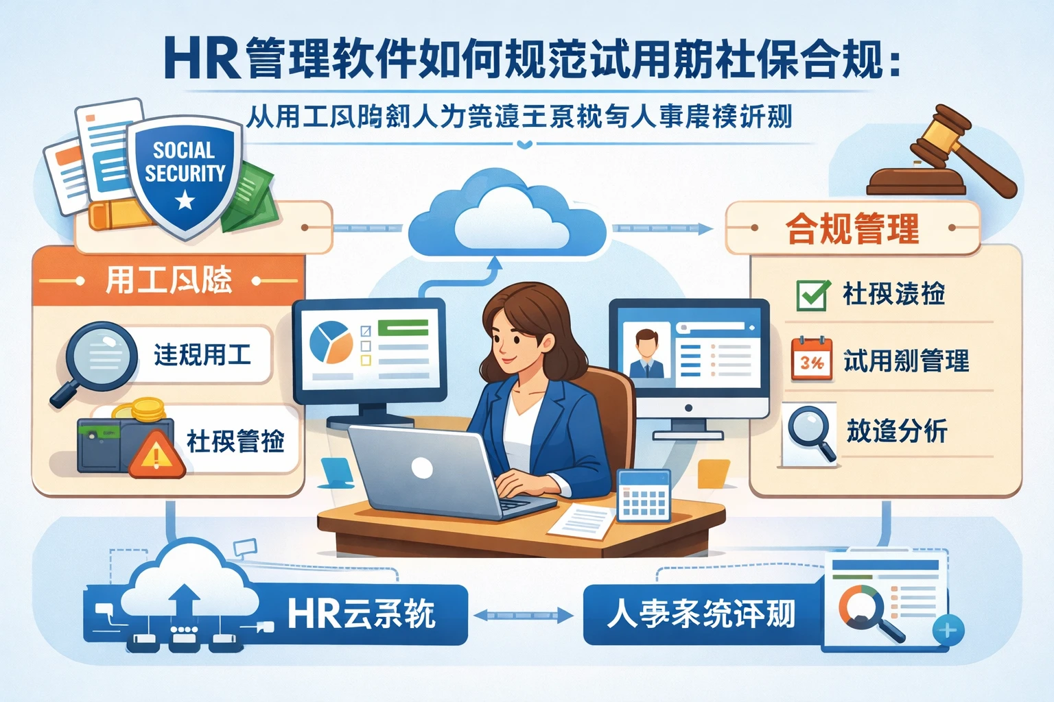 HR管理软件如何规范试用期社保合规：从用工风险到人力资源云系统与人事系统评测