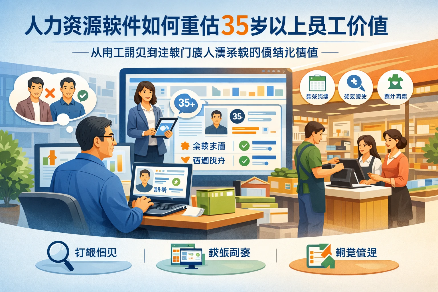 人力资源软件如何重估35岁以上员工价值：从用工偏见到连锁门店人事系统的精细化管理