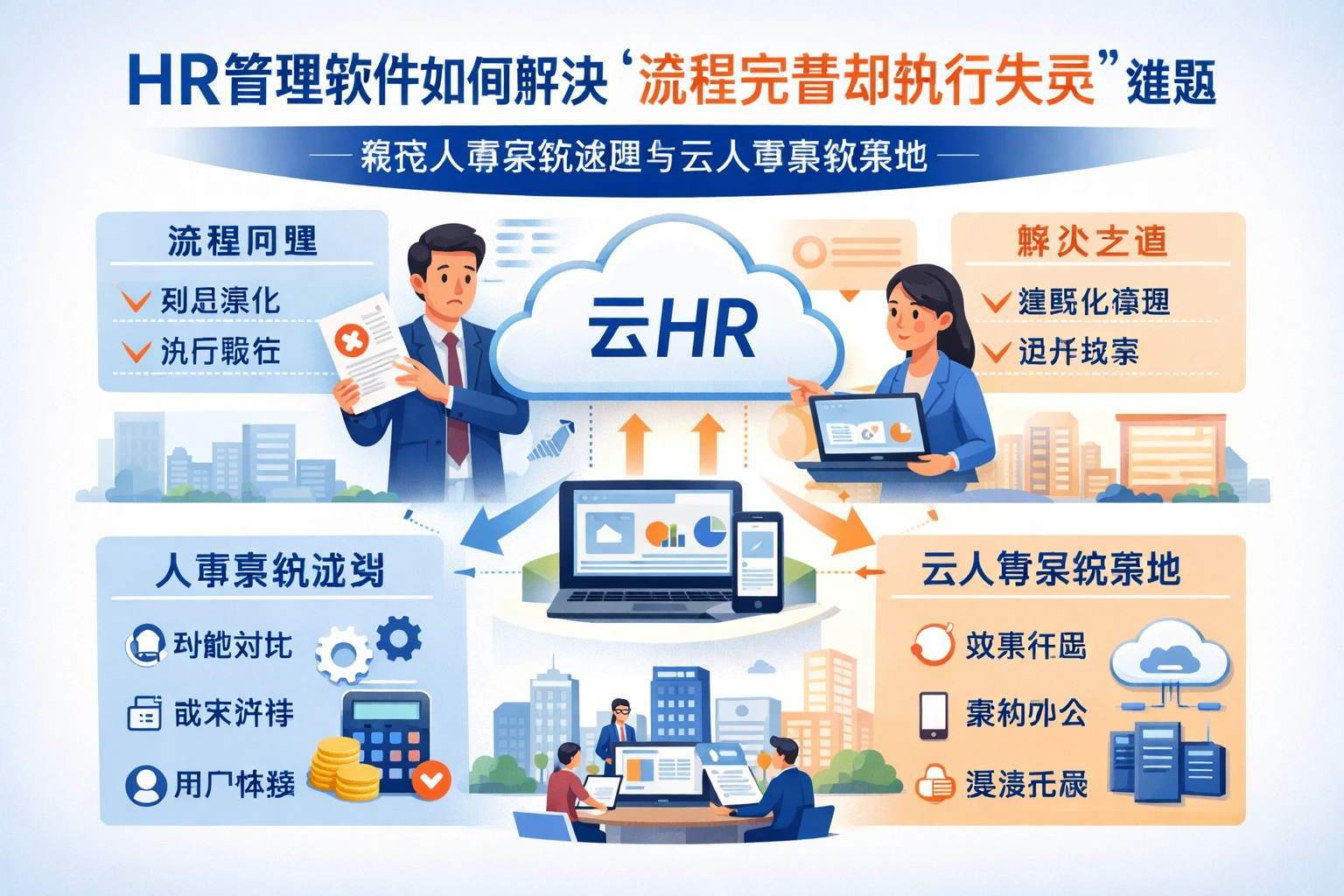 HR管理软件如何解决“流程完善却执行失灵”难题：兼谈人事系统选型与云人事系统落地