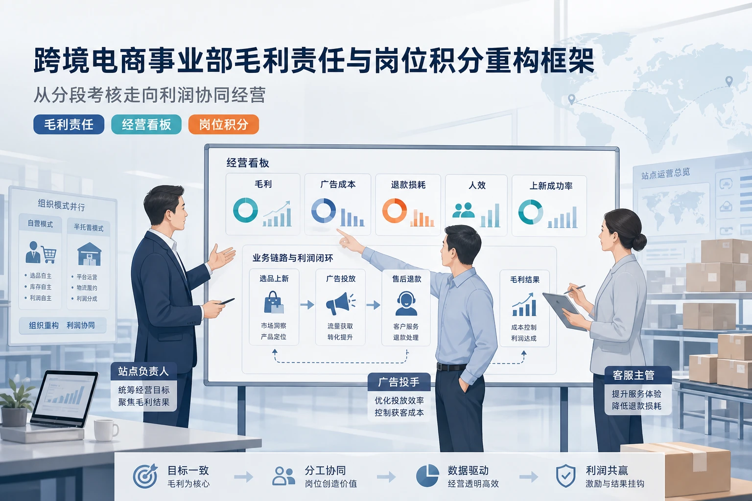 跨境电商事业部毛利责任与岗位积分重构框架