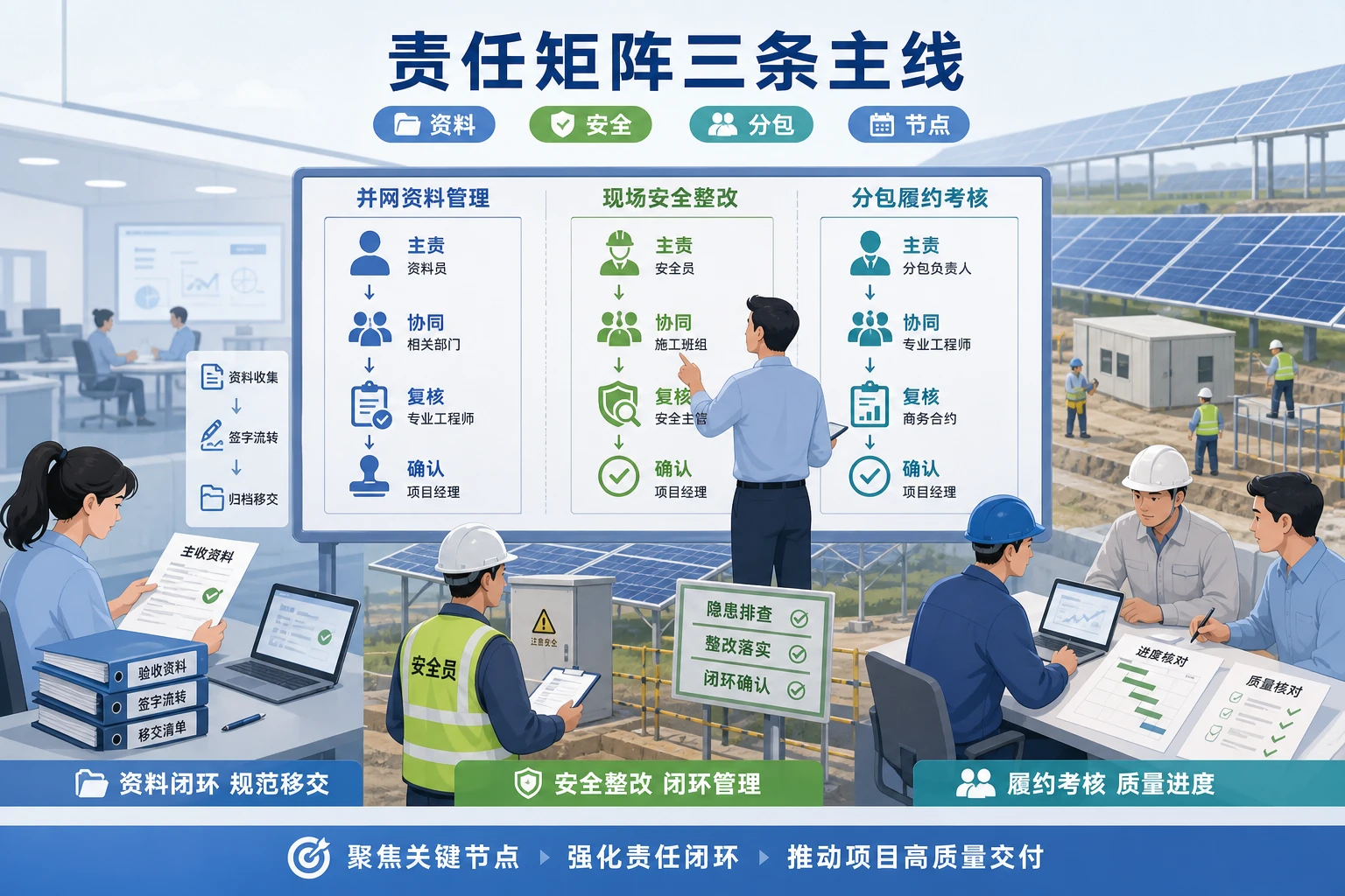 光伏EPC项目经理责任矩阵与节点奖金联动设计
