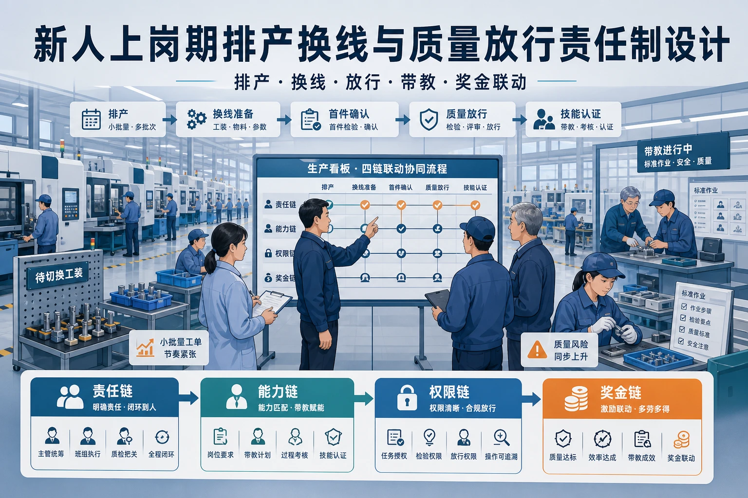 新人上岗期排产换线与质量放行责任制设计