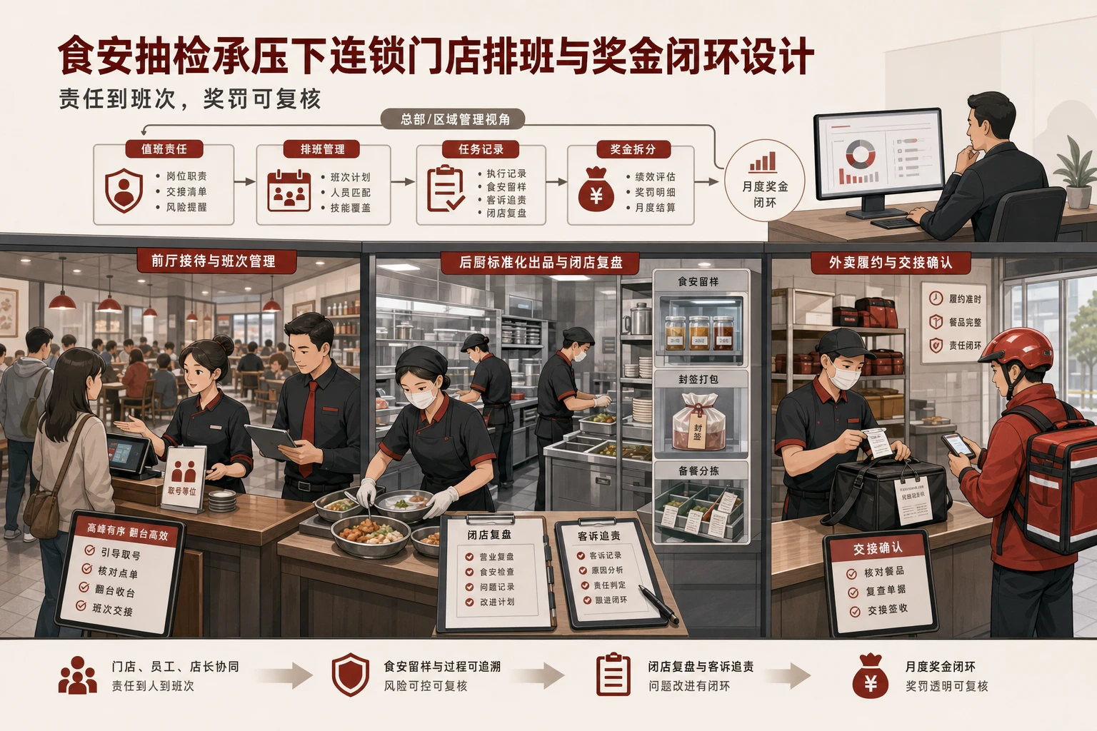 食安抽检承压下连锁门店排班与奖金闭环设计
