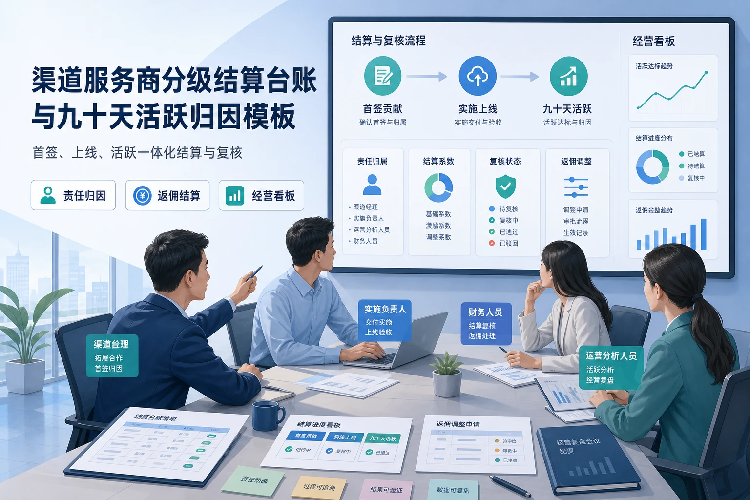 2026年渠道服务商分级结算台账与90天活跃归因模板