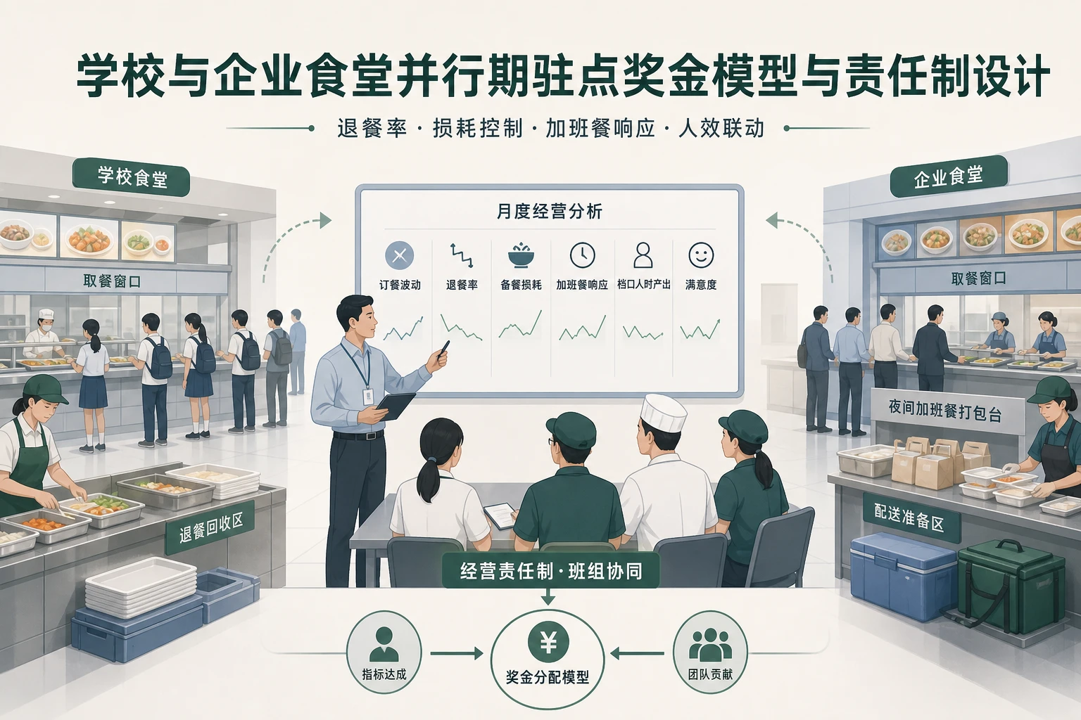 学校与企业食堂并行期驻点奖金模型与责任制设计