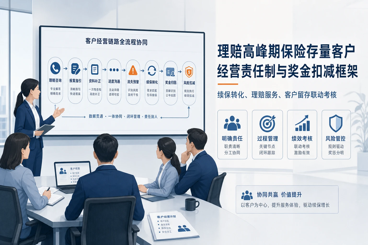 理赔高峰期保险存量客户经营责任制与奖金扣减框架