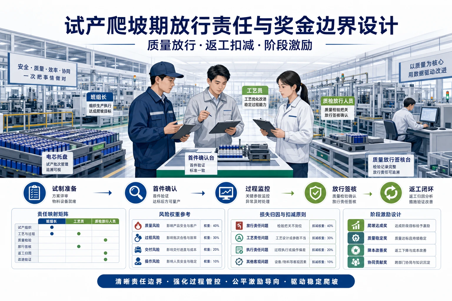 2026年新型号电芯试产爬坡期放行责任与奖金边界设计