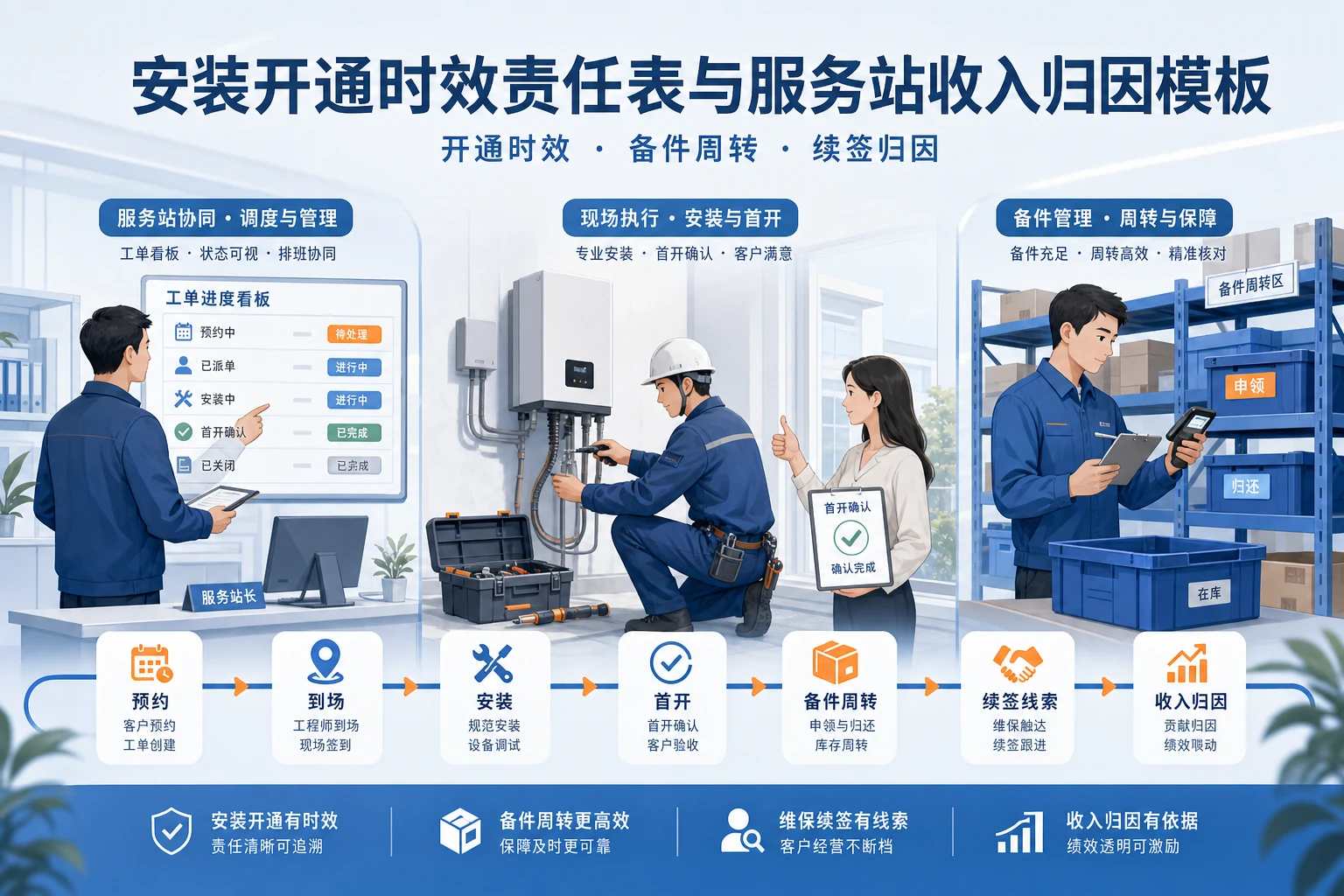 安装开通时效责任表与服务站收入归因模板(2026年版)