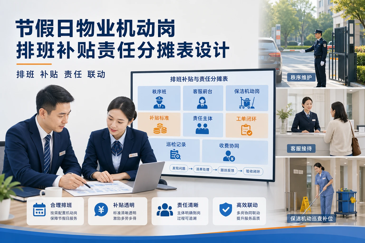 节假日物业机动岗排班补贴责任分摊表设计