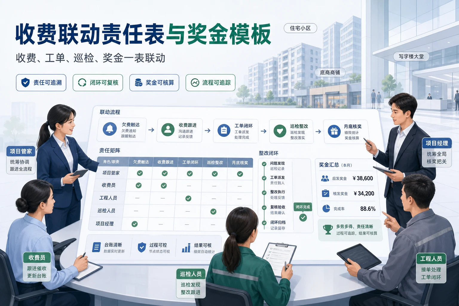住宅商办混合项目收费联动责任表与奖金模板设计（2026年版）