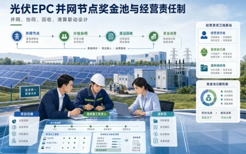 光伏EPC并网节点管理与项目经理奖金池设计：分包协同、签证回收和毛利清算实务