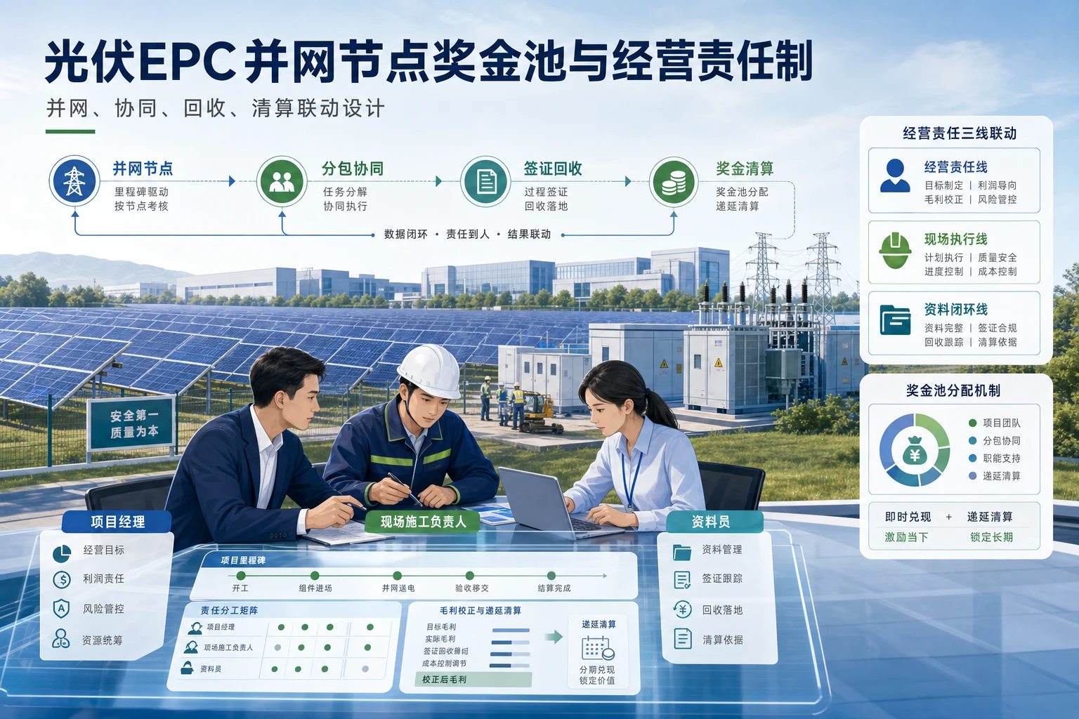 光伏EPC并网节点奖金池与经营责任制设计实务