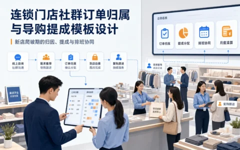 社群订单归属与导购提成模板：新店爬坡期门店排班、区域协同与总部管控指南