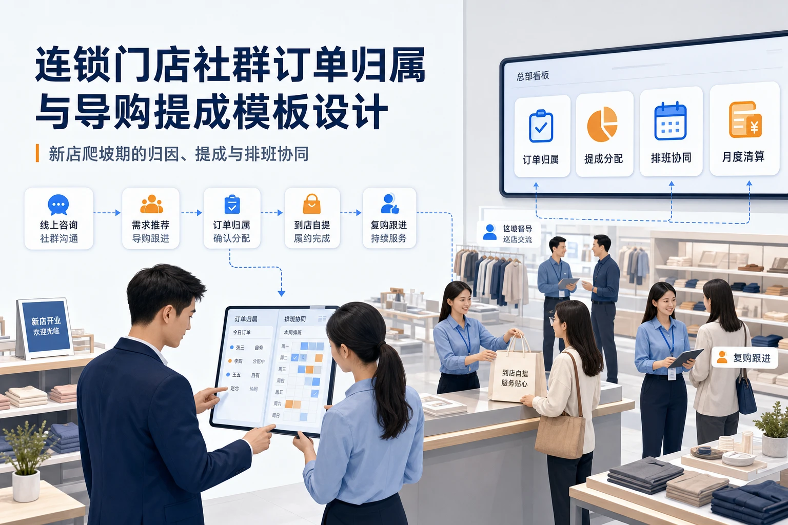 连锁门店社群订单归属与导购提成模板设计